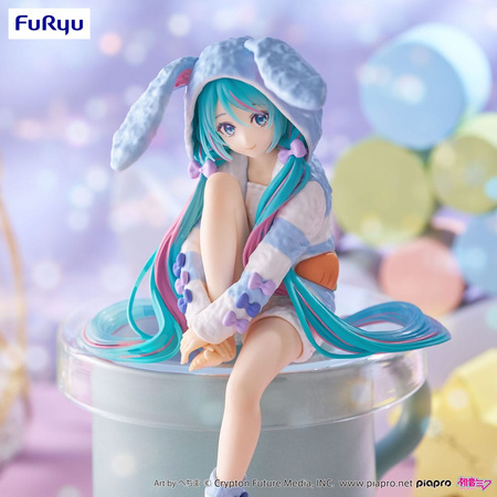 Figurka Hatsune Miku Noodle Stopper Hatsune Miku Rabbit Ear Hood Pajama Blue Color 14 cm