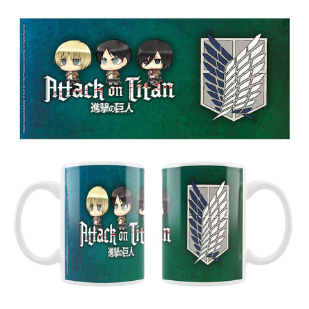 Kubek Attack on Titan Eren, Mikasa & Armin Chibi Style