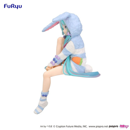 Figurka Hatsune Miku Noodle Stopper Hatsune Miku Rabbit Ear Hood Pajama Blue Color 14 cm