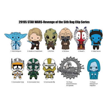Gacha Star Wars-EP III Revenge Of Sith 3D PVC Bag Clips Series 1