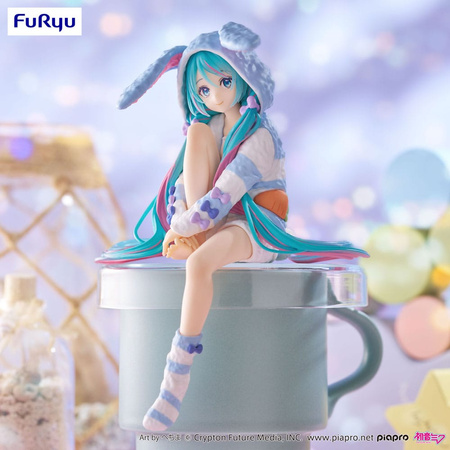Figurka Hatsune Miku Noodle Stopper Hatsune Miku Rabbit Ear Hood Pajama Blue Color 14 cm