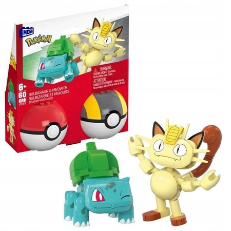 MEGA Construx Pokémon Pokeball Bulbazaur i Meowth 18 cm