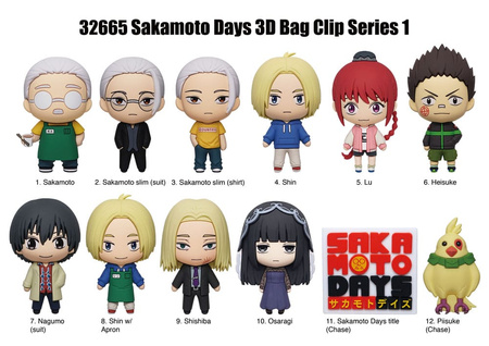 Gacha Sakamoto Days 3D PVC Bag Clips Series 1